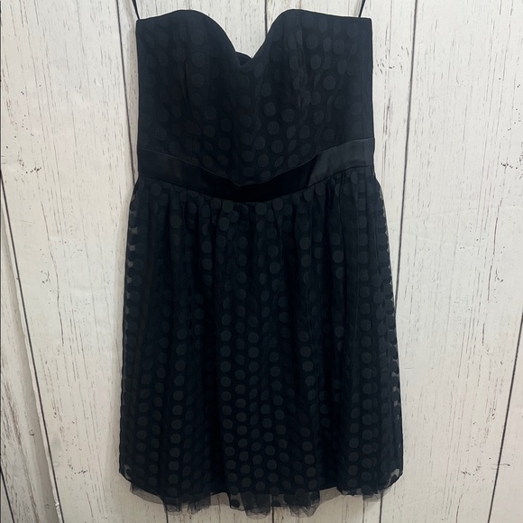 NWT White House Black Market polka dot tulle skirt Strapless Black Dress Size 6 - Picture 1 of 13